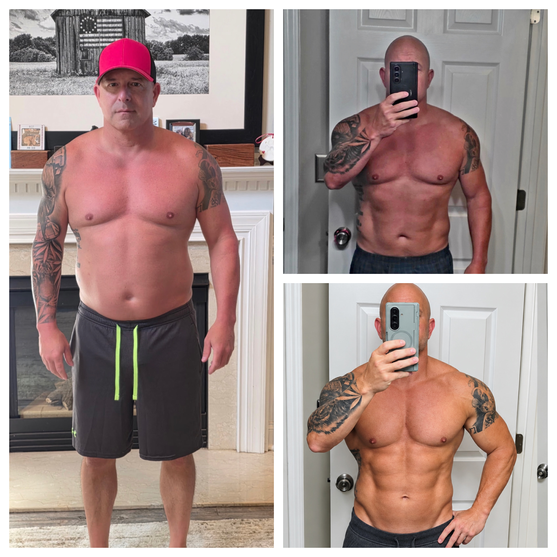 Jason Aboody before and after his 16-week Peelerbuilt wellness plan